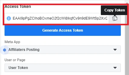 Access token field in Graph API Explorer