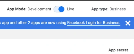 App mode toggle set to Live