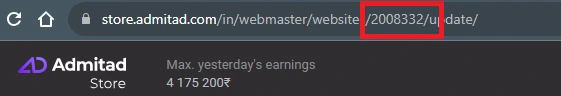 Browser URL showing the Web ID number