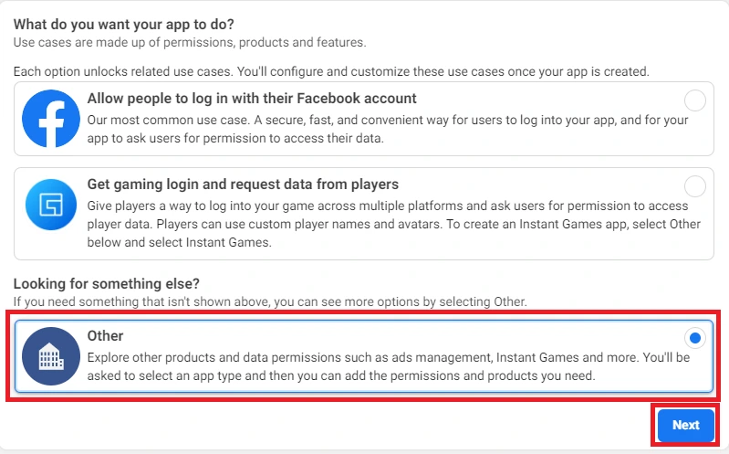 Other option in use case selection