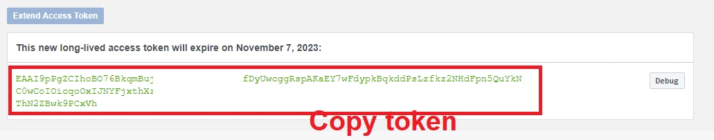 Extended long token shown in green