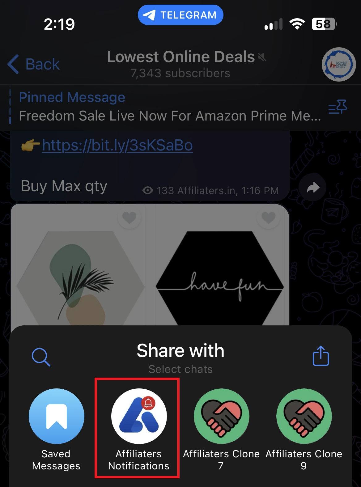 Sending the forwarded message to the Notify Bot