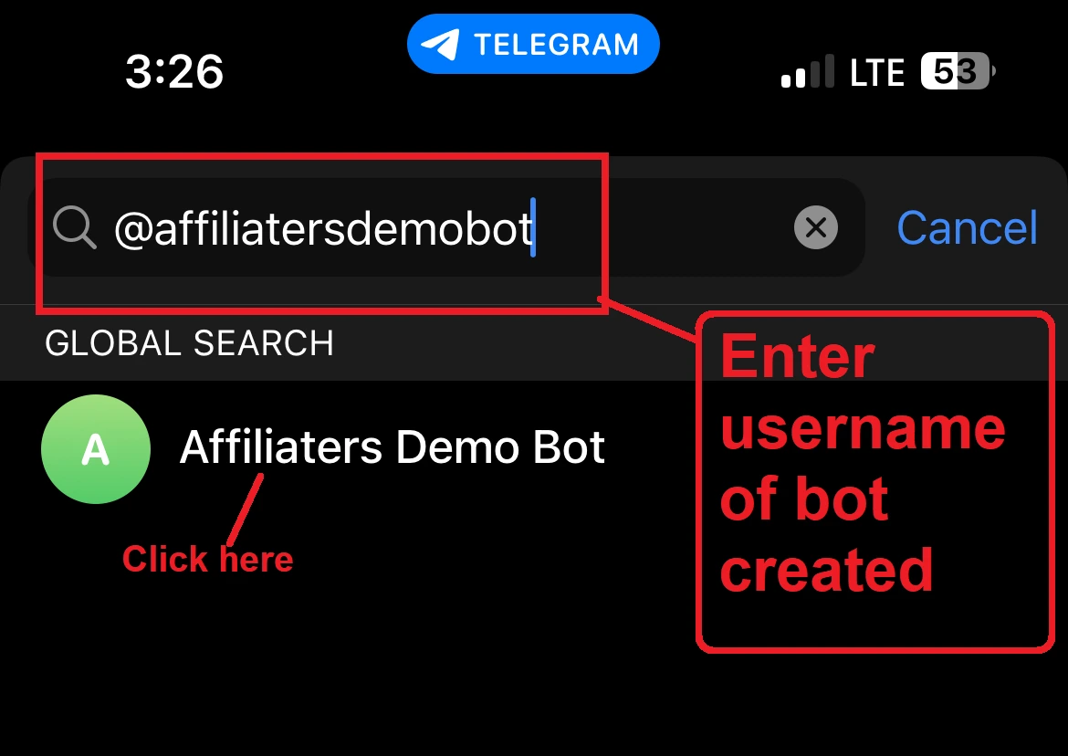 Searching the bot in the administrators list