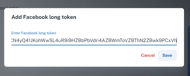 Add Facebook long token popup